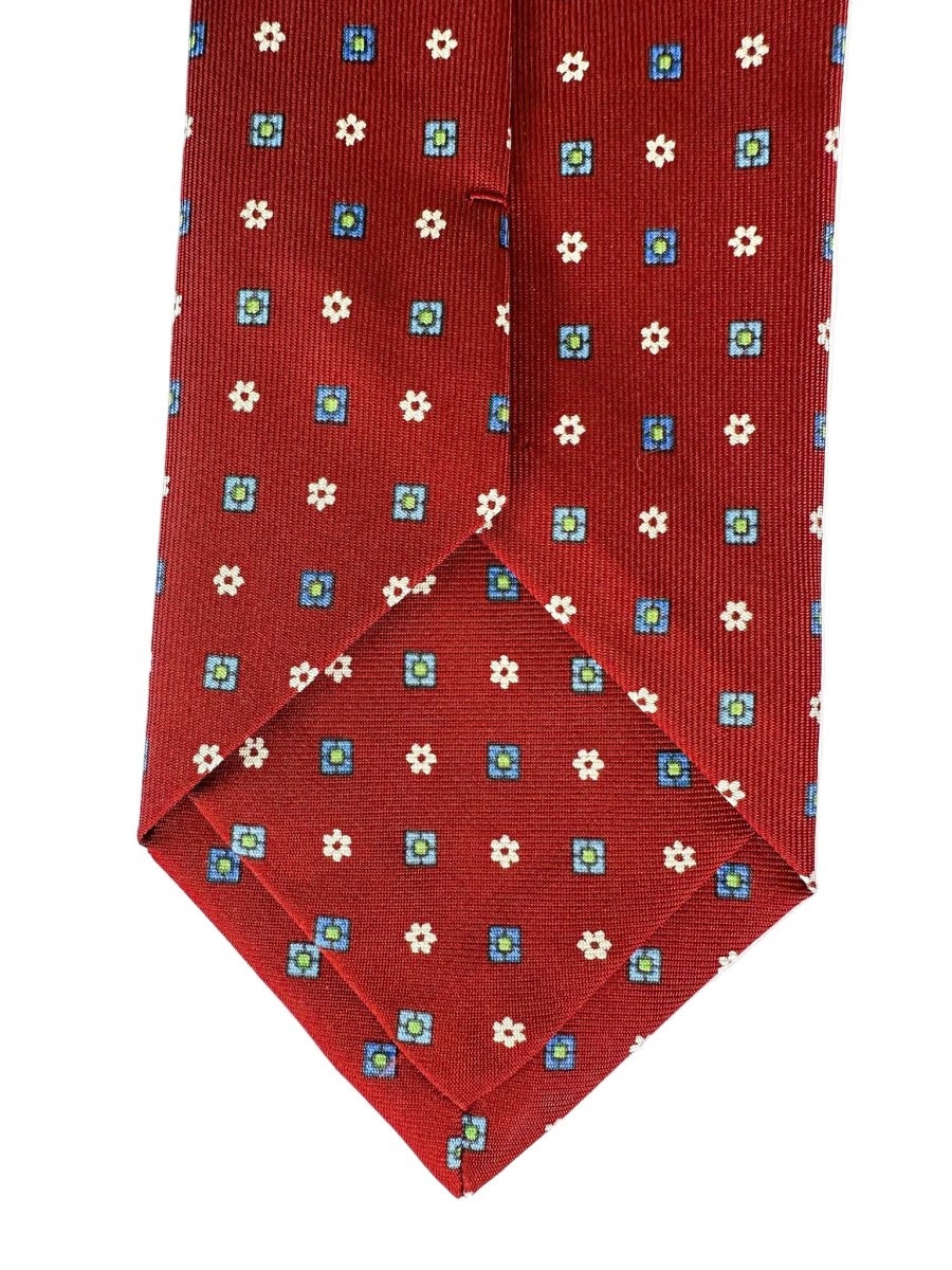 Drake's Dark Red Floral & Diamond Print Tie - Imagen 5