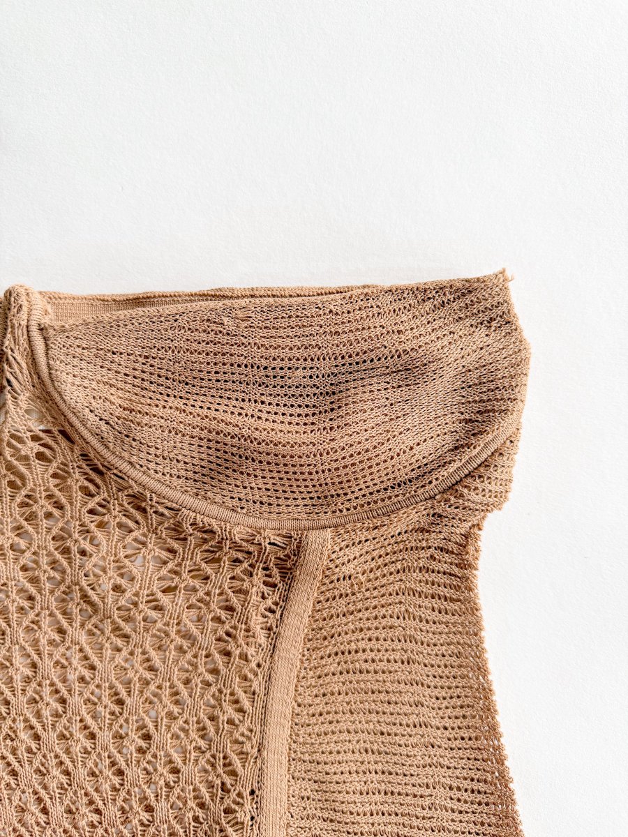 KHAITE The Lori Lace Knit Brown Bustier Top - Imagen 8