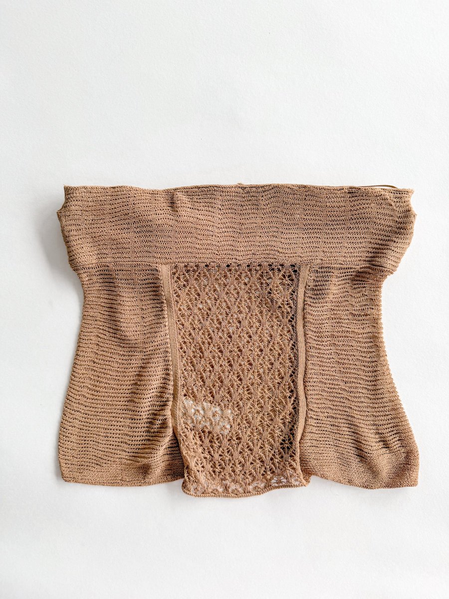 KHAITE The Lori Lace Knit Brown Bustier Top - Imagen 7