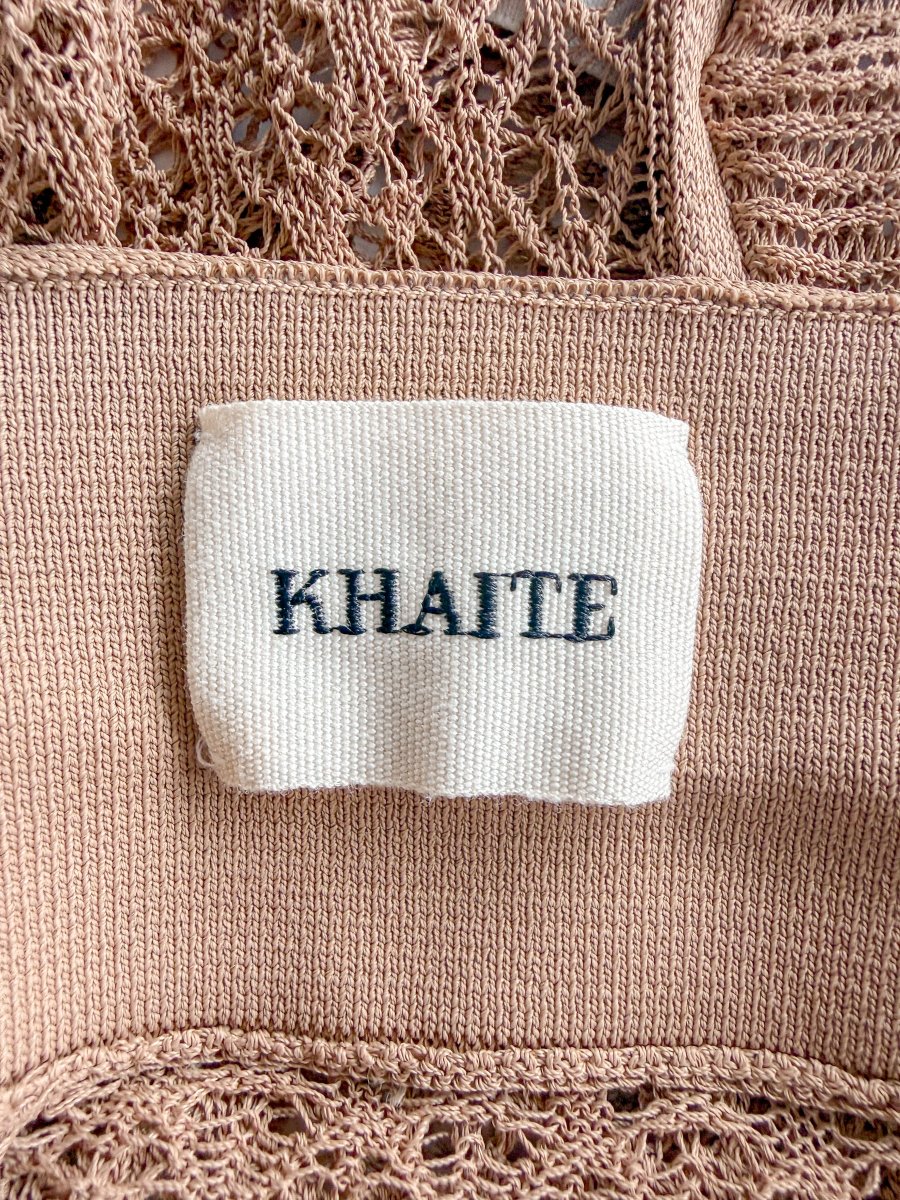 KHAITE The Lori Lace Knit Brown Bustier Top - Imagen 5