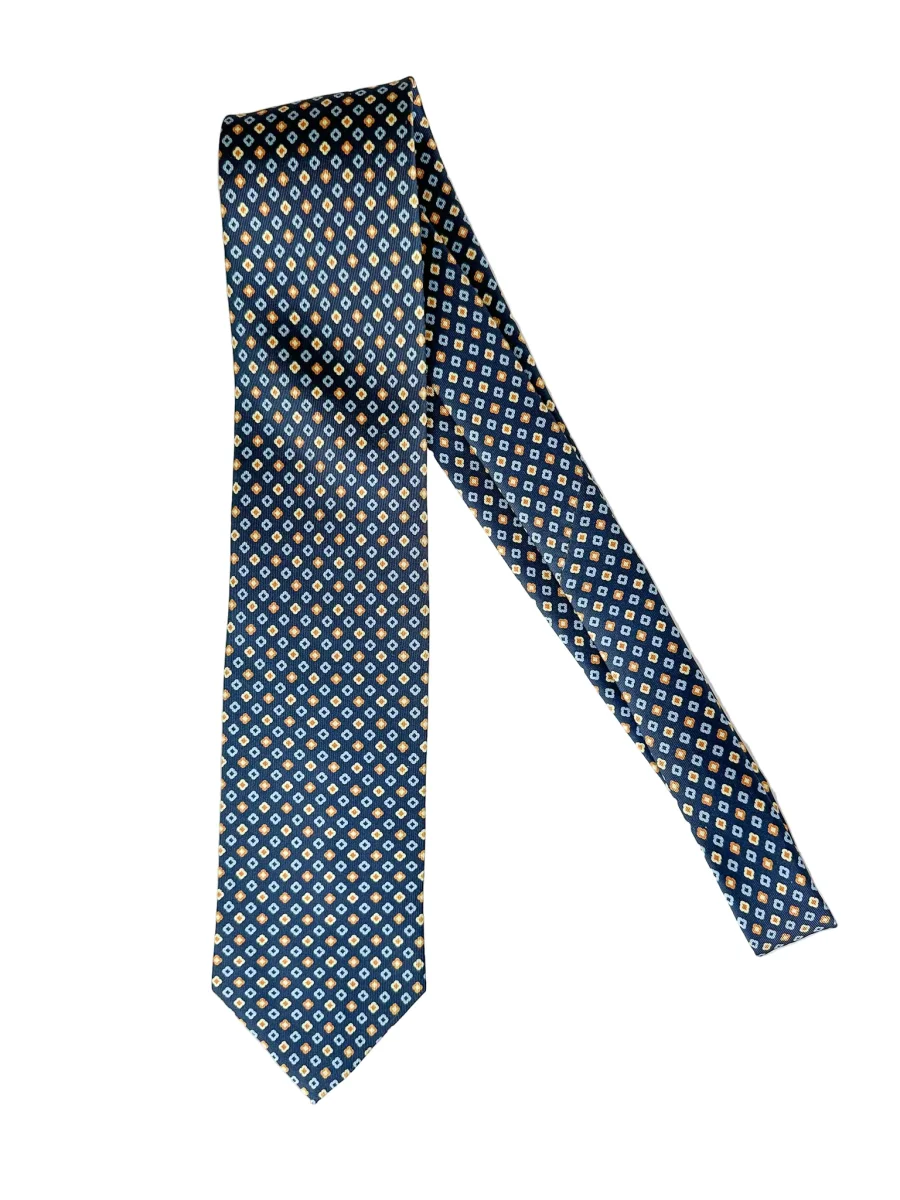 Drake's Floral Diamond Navy Silk Tie - Imagen 4