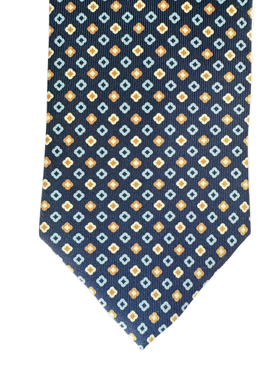 Drake's Floral Diamond Navy Silk Tie - Imagen 5