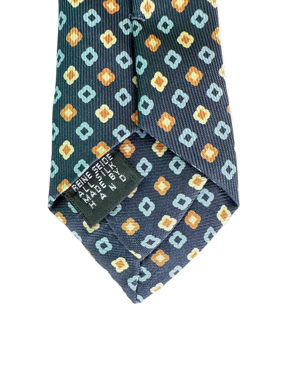 Drake's Floral Diamond Navy Silk Tie - Imagen 8