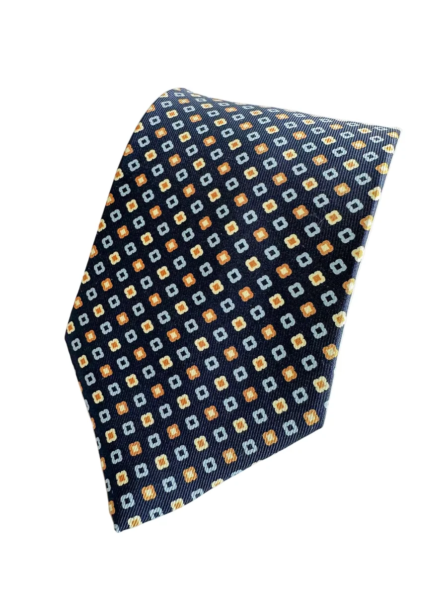 Drake's Floral Diamond Navy Silk Tie - Imagen 3