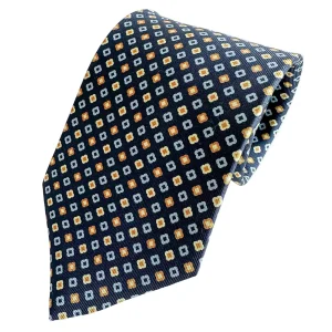 Drake's Floral Diamond Navy Silk Tie