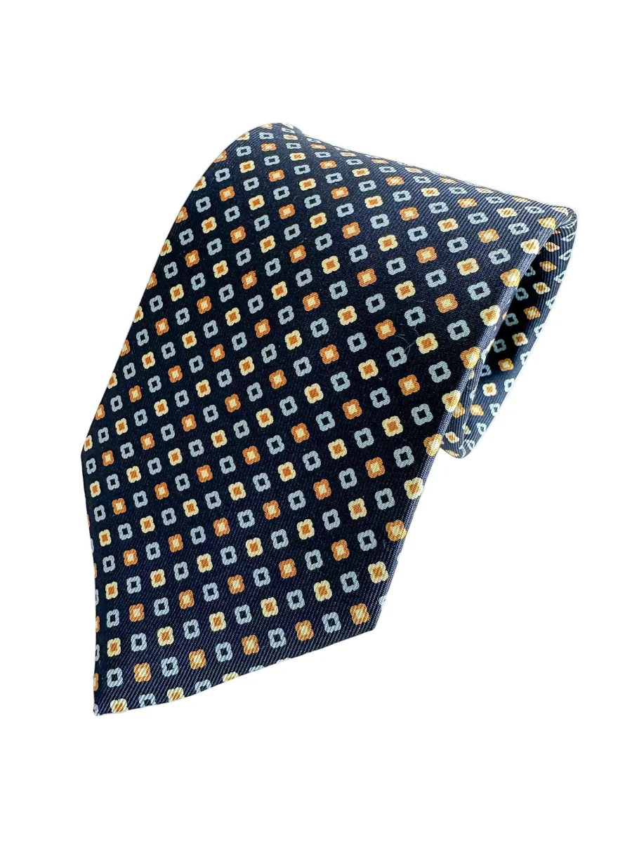 Drake's Floral Diamond Navy Silk Tie - Imagen 2