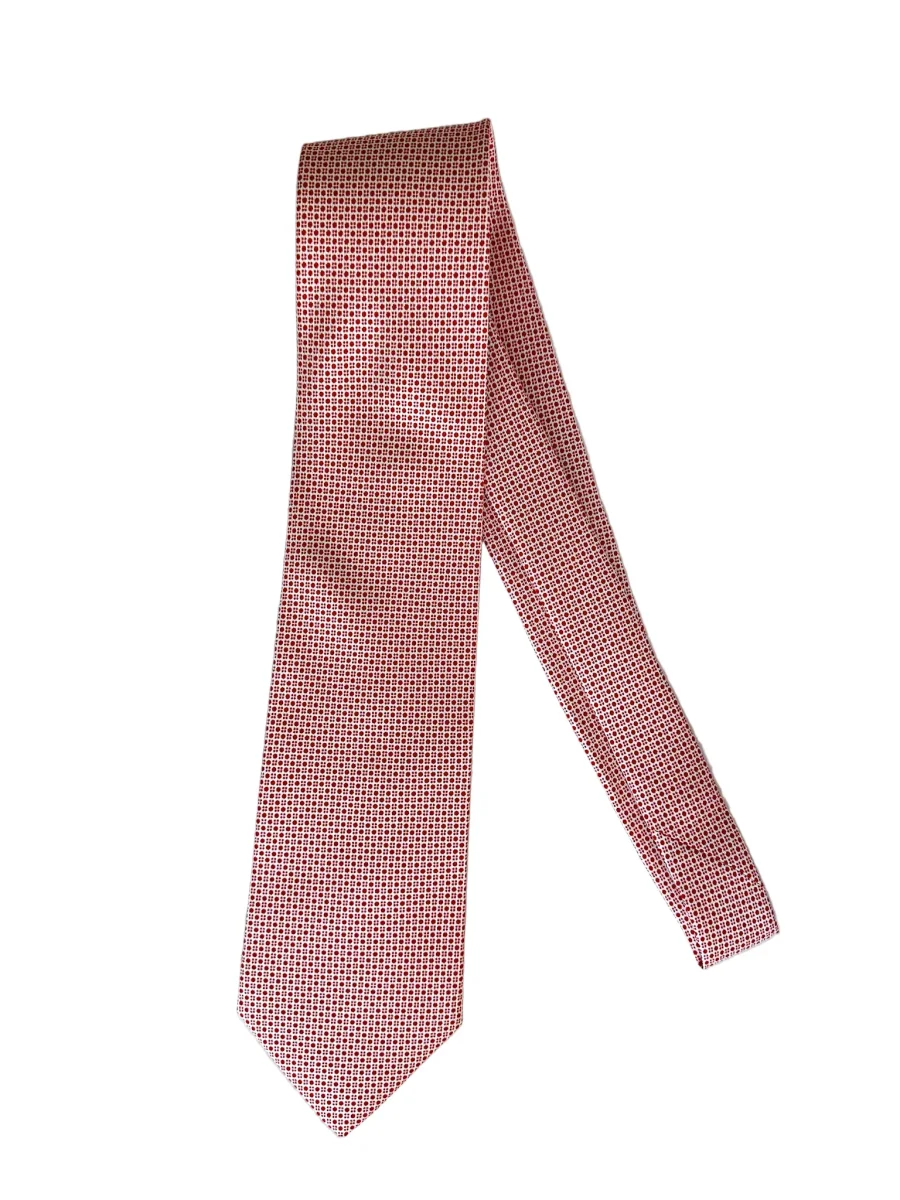 Drake's Red & White Dot Geometric Print Silk Tie - Imagen 3