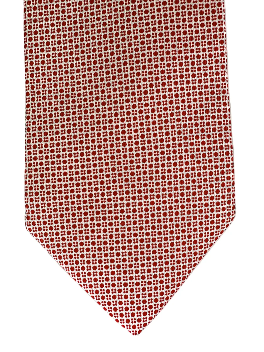 Drake's Red & White Dot Geometric Print Silk Tie - Imagen 4