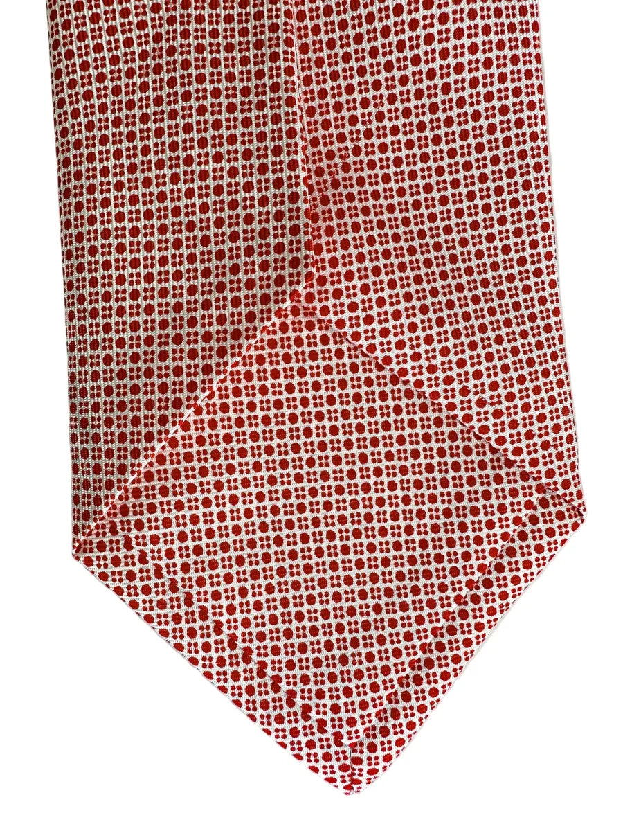 Drake's Red & White Dot Geometric Print Silk Tie - Imagen 5