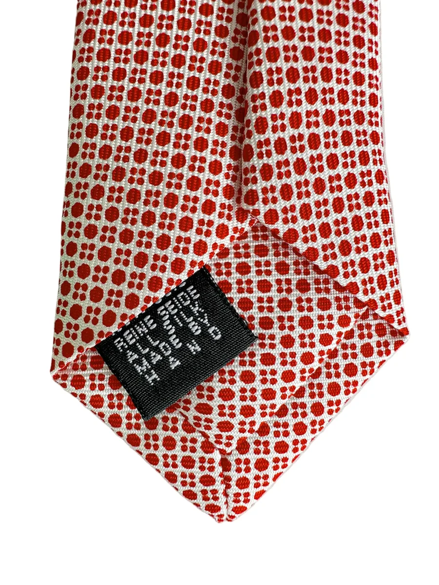 Drake's Red & White Dot Geometric Print Silk Tie - Imagen 7