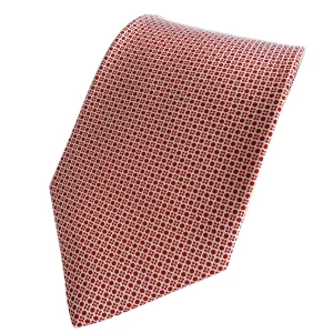 Drake's Red & White Dot Geometric Print Silk Tie