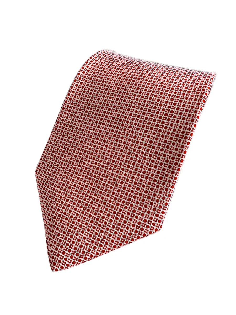 Drake's Red & White Dot Geometric Print Silk Tie - Imagen 2