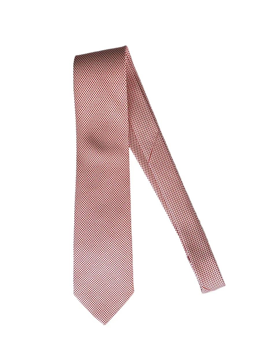Drake's Red & White Dot Geometric Print Silk Tie - Imagen 8