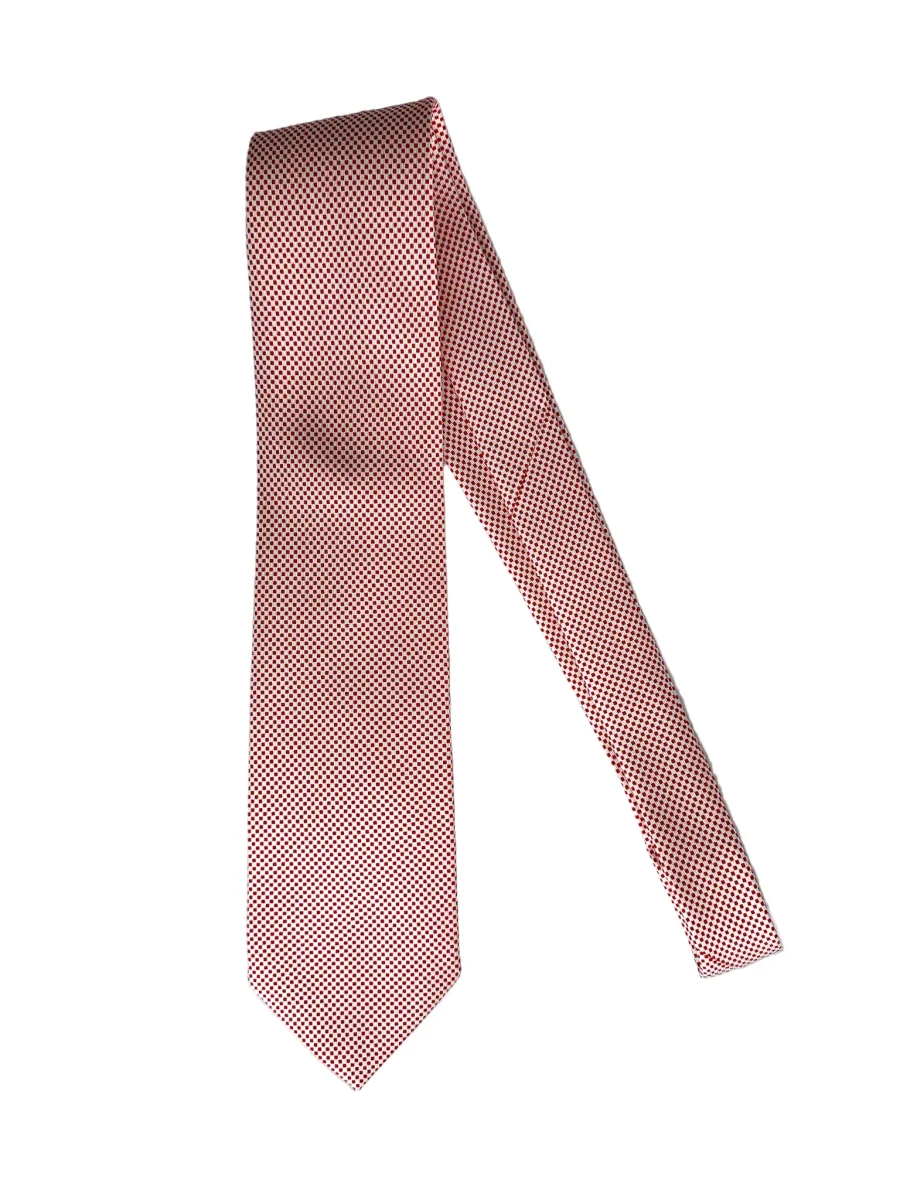 Drake's Red White Square Dot Silk Tie - Imagen 3