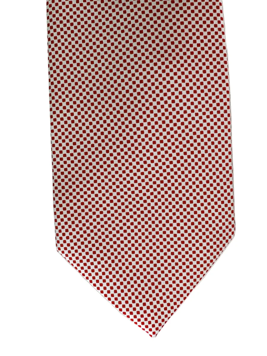 Drake's Red White Square Dot Silk Tie - Imagen 4