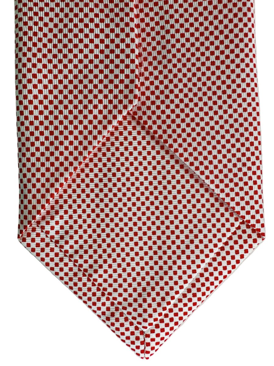Drake's Red White Square Dot Silk Tie - Imagen 5