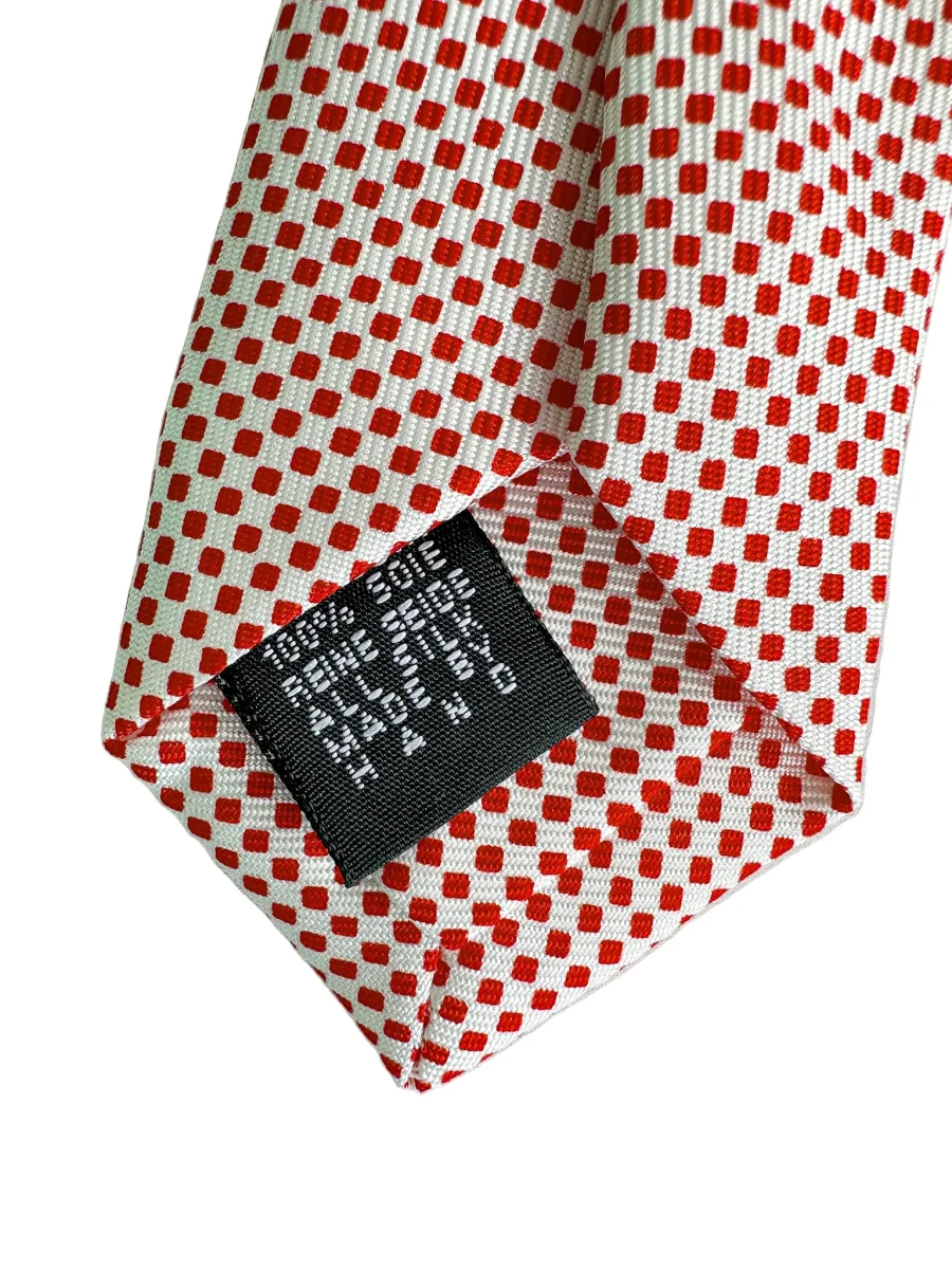 Drake's Red White Square Dot Silk Tie - Imagen 7