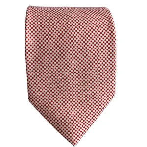 Drake's Red White Square Dot Silk Tie