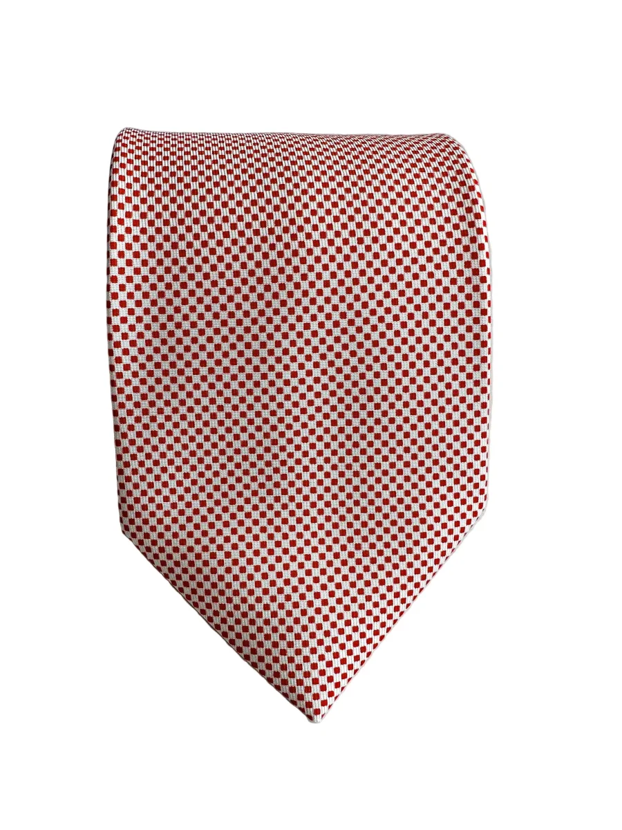Drake's Red White Square Dot Silk Tie - Imagen 2