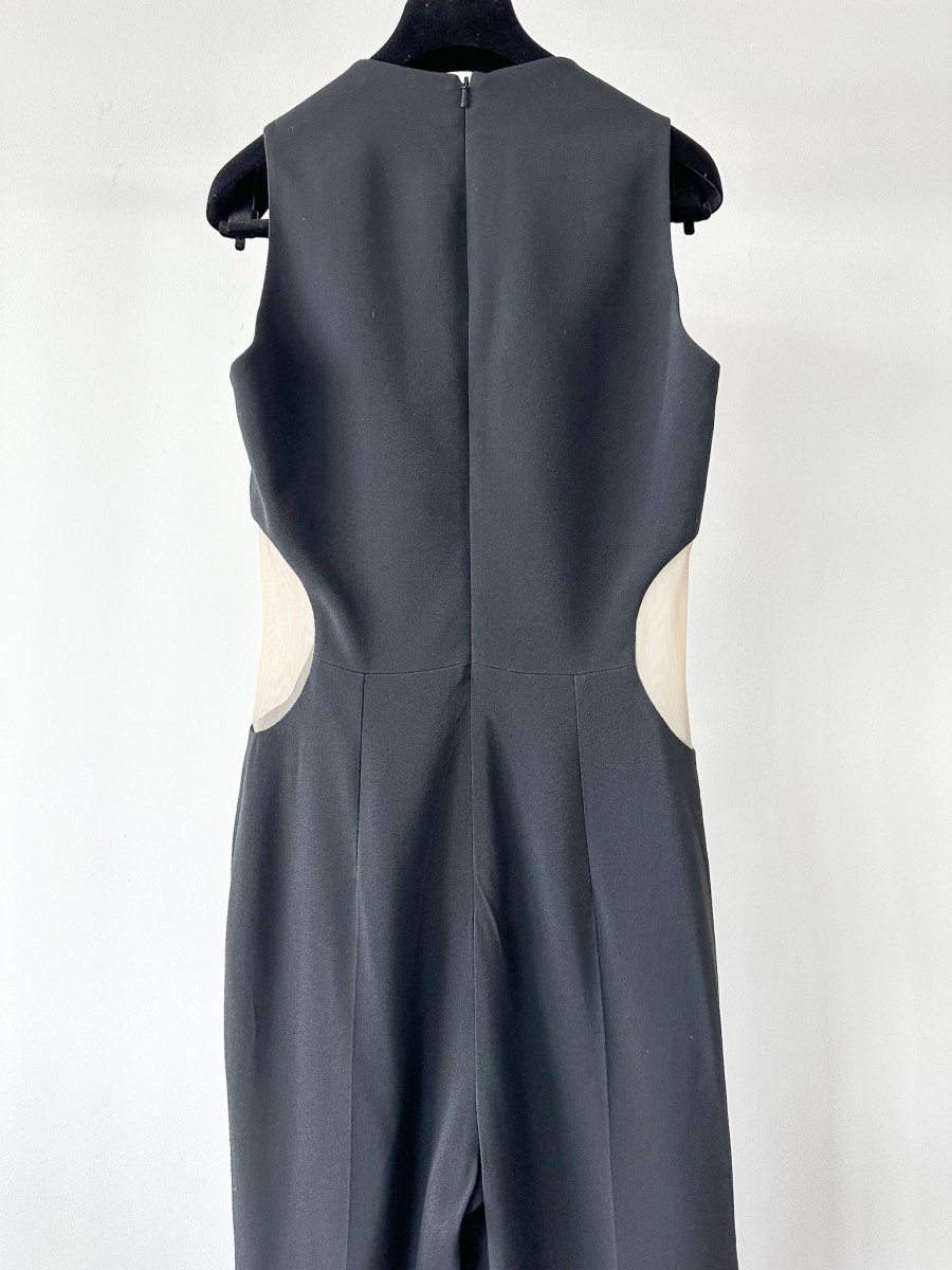 David Koma Black Cut-Out Mesh Sides V-Neck Jumpsuit - Imagen 9
