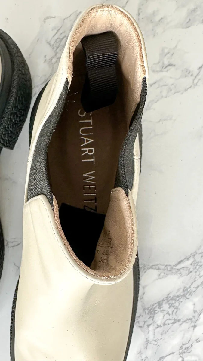 Stuart Weitzman Charli Oat White Ankle Chelsea Boots - Imagen 5