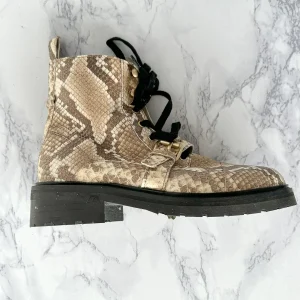 ALLSAINTS Combat Snake Print Lace Zip Chunky Heel Ankle Donita Boots
