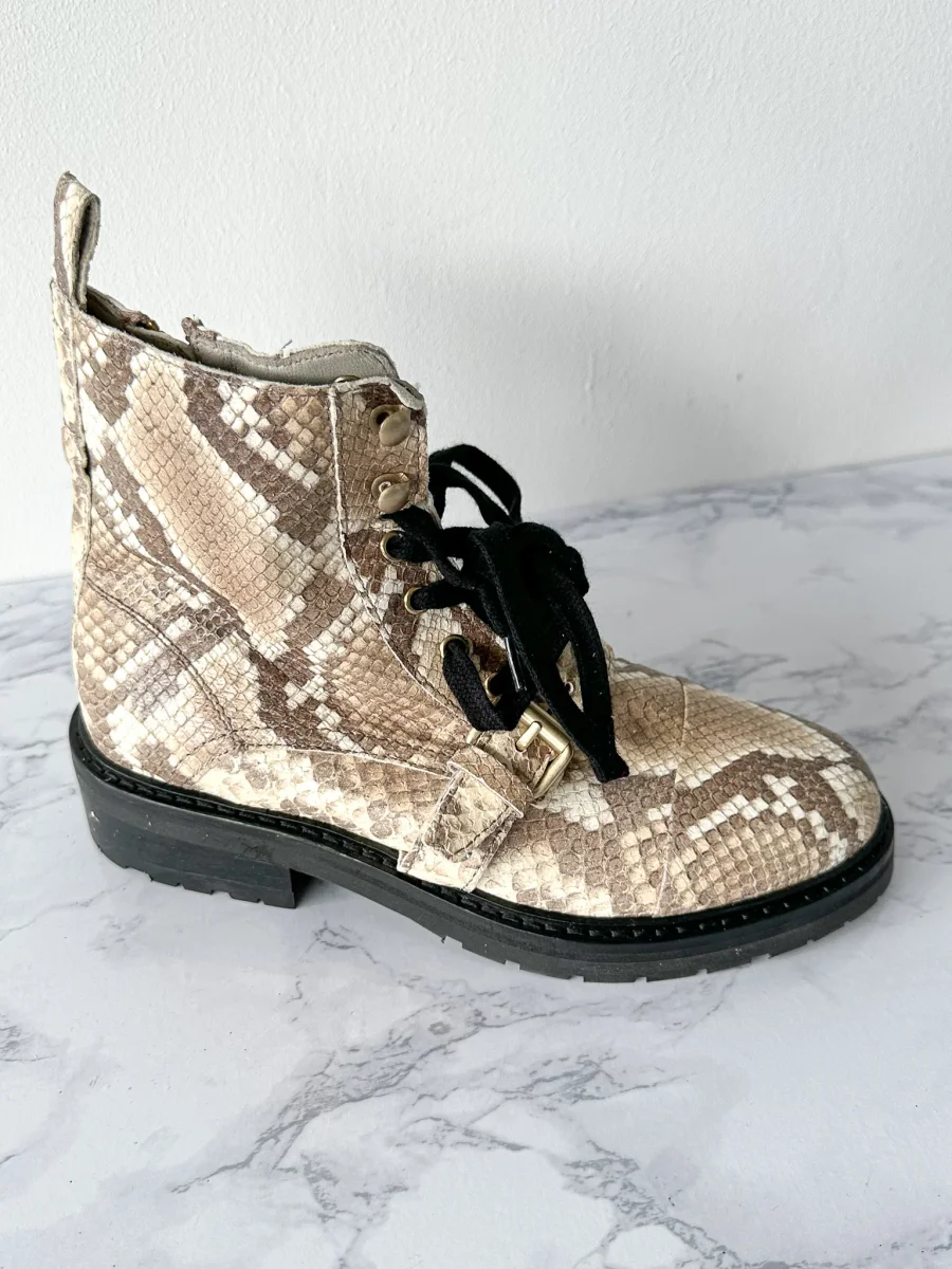 ALLSAINTS Combat Snake Print Lace Zip Chunky Heel Ankle Donita Boots - Imagen 3