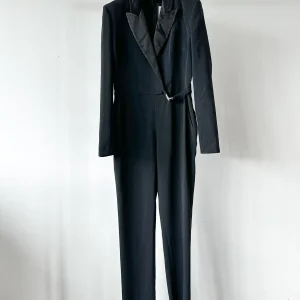 David Koma Black Tuxedo Straight-Leg Jumpsuit