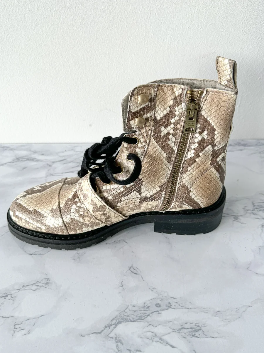 ALLSAINTS Combat Snake Print Lace Zip Chunky Heel Ankle Donita Boots - Imagen 5