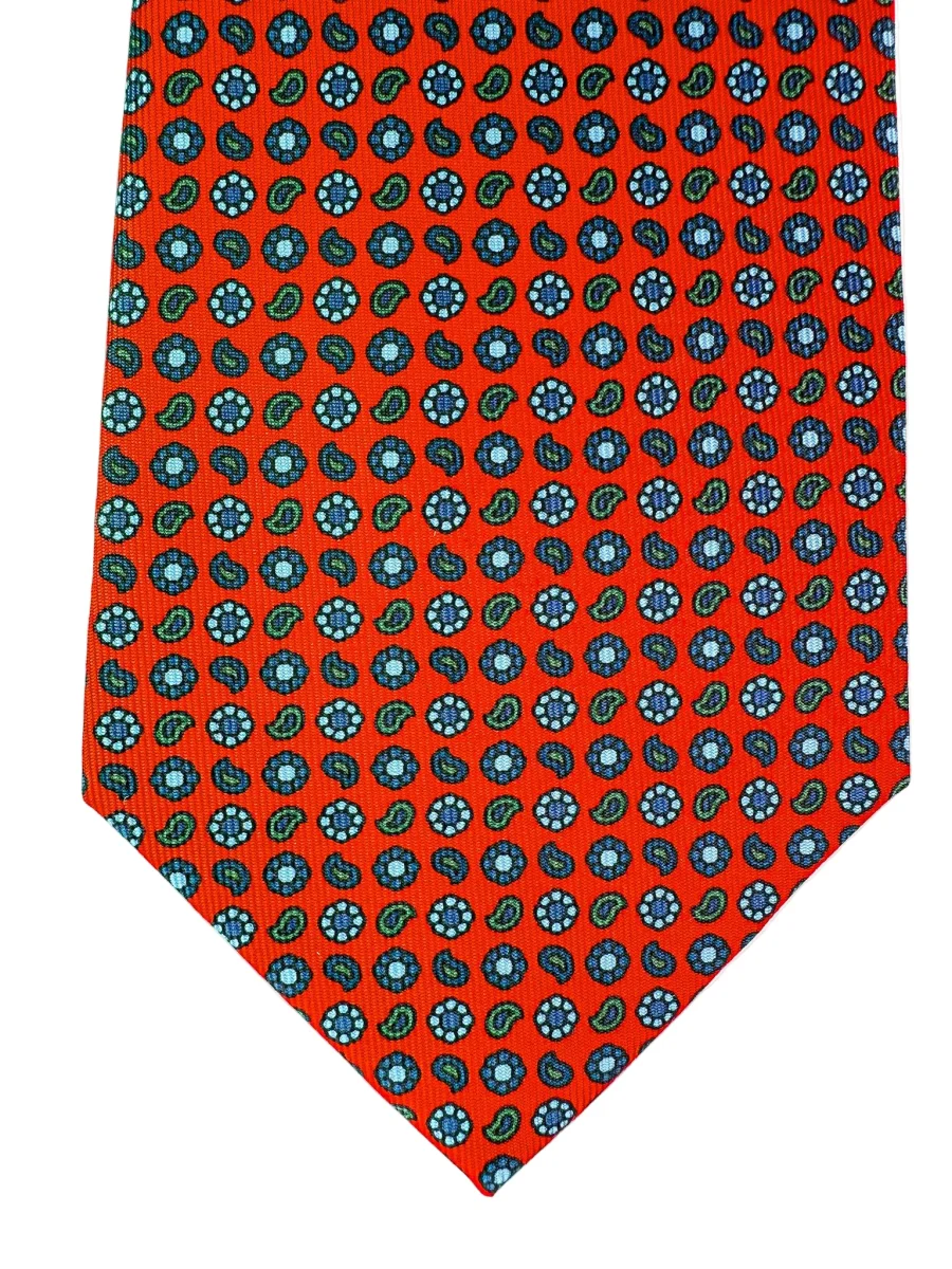 Drake's Red Silk Tie With Paisley Floral Print - Imagen 4