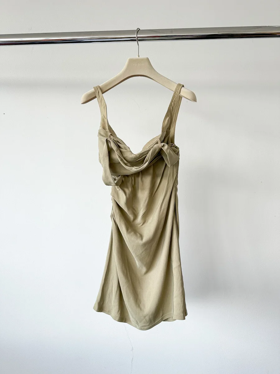 Jacquemus La Robe Soffio Crepe Ruched Strappy Mini Dress - Imagen 6