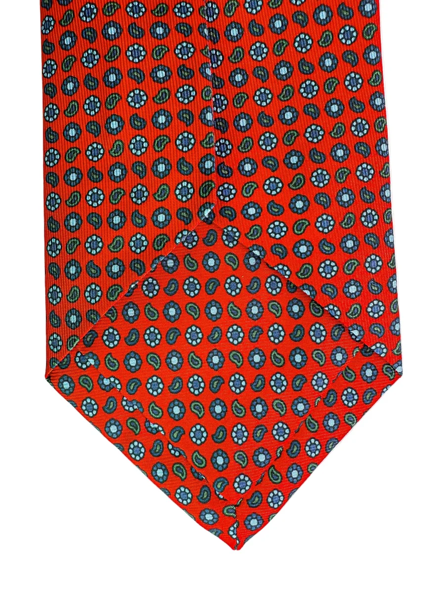 Drake's Red Silk Tie With Paisley Floral Print - Imagen 5