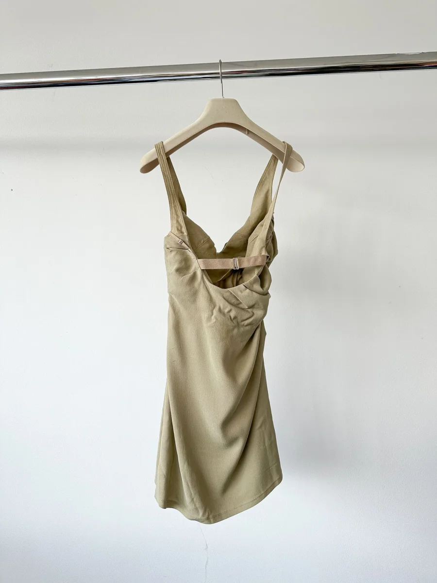 Jacquemus La Robe Soffio Crepe Ruched Strappy Mini Dress - Imagen 9