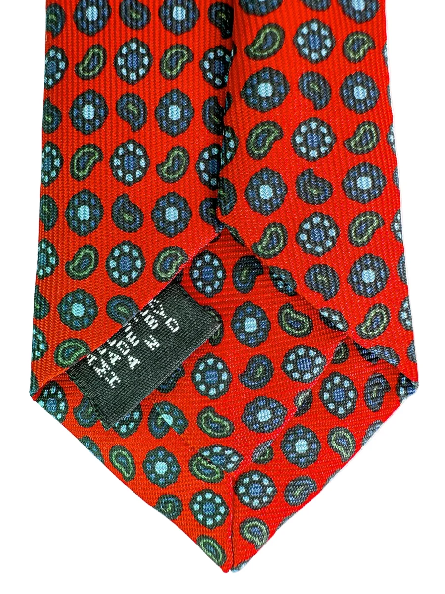 Drake's Red Silk Tie With Paisley Floral Print - Imagen 7