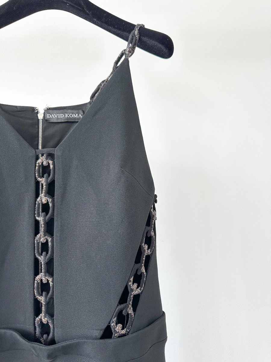 David Koma Black Lace-Up Cut-Out Details Evening Jumpsuit - Imagen 4