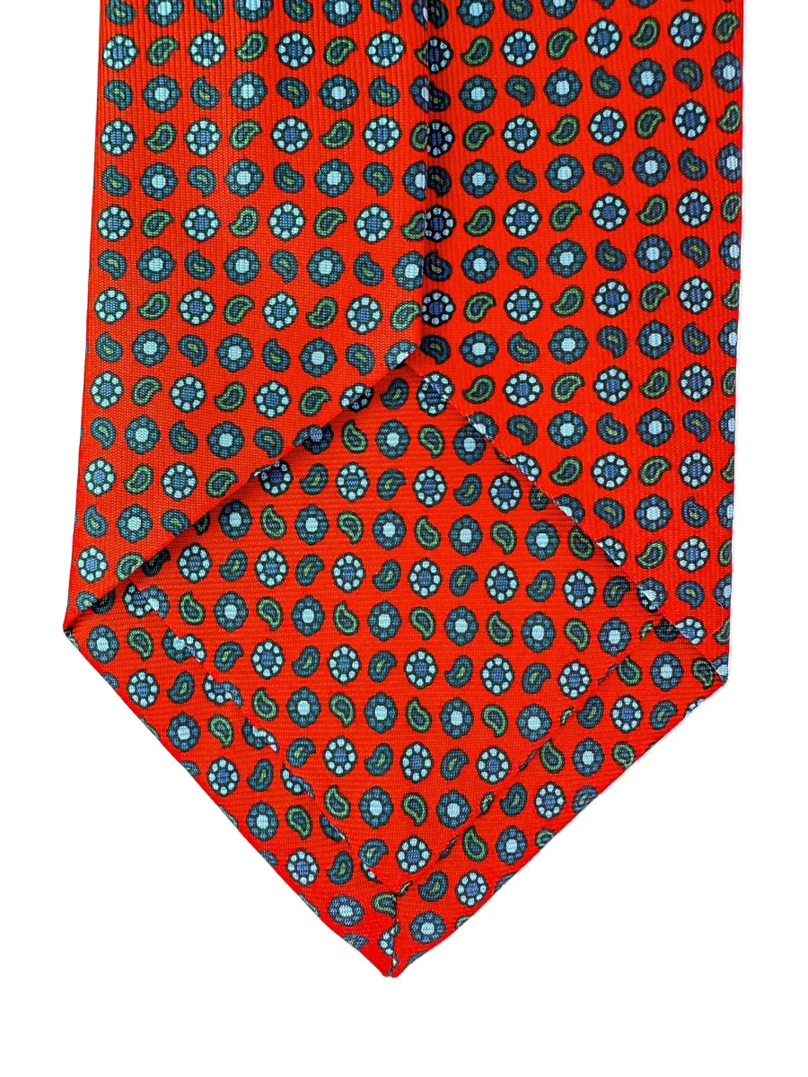 Drake's Red Silk Tie With Paisley Floral Print - Imagen 9