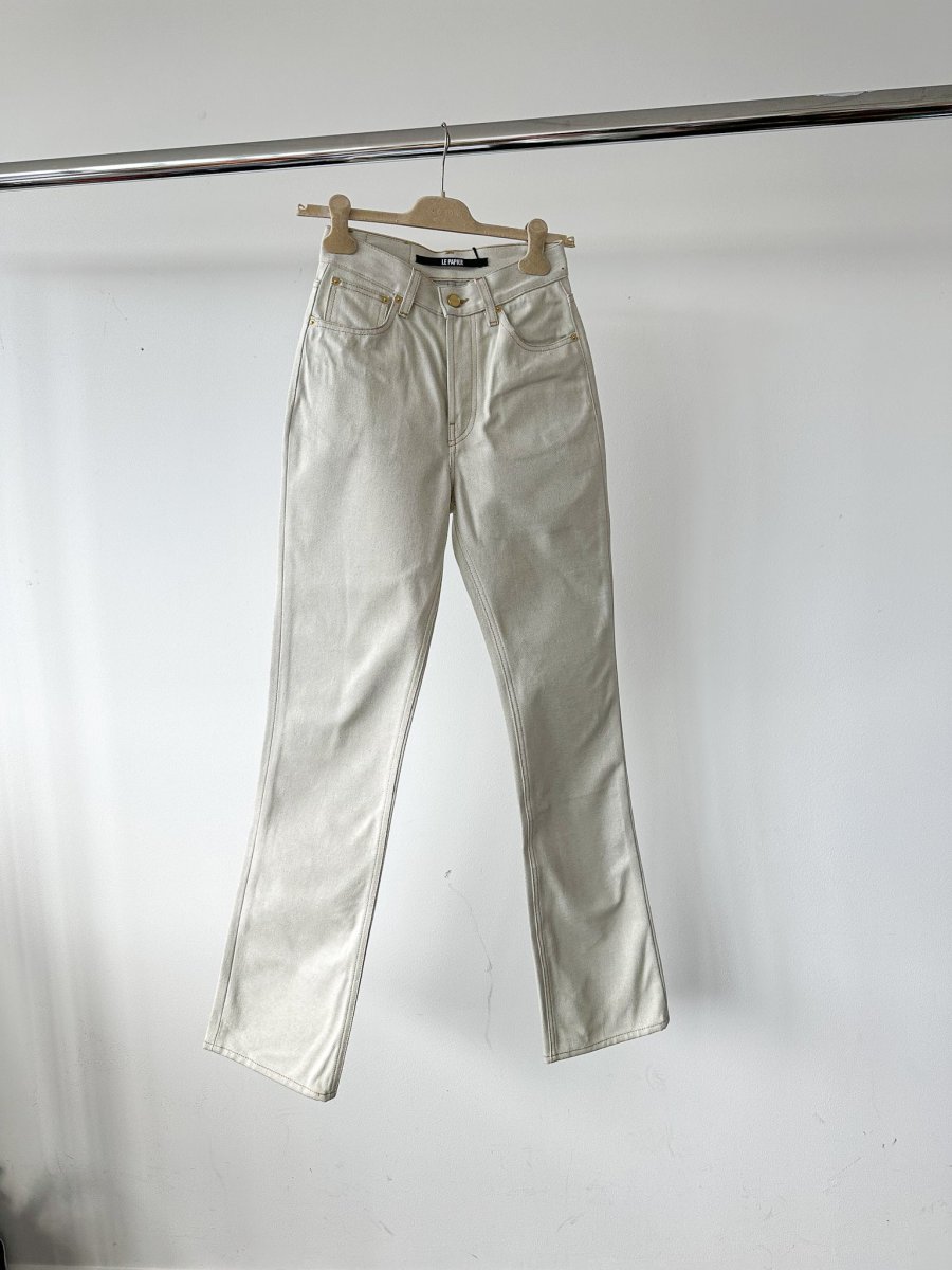 Jacquemus Le Papier Le De Nimes Light Beige Jeans - Imagen 6