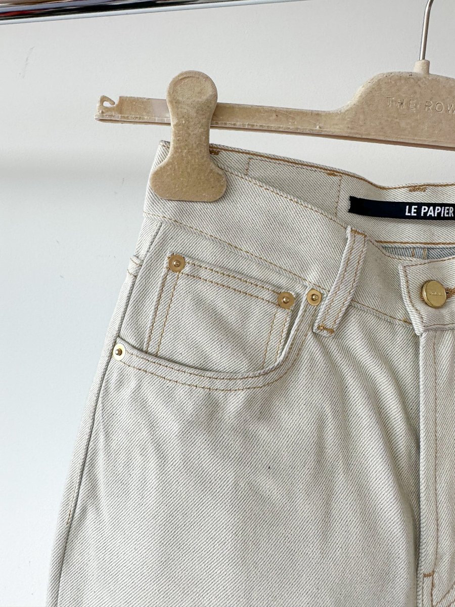 Jacquemus Le Papier Le De Nimes Light Beige Jeans - Imagen 8