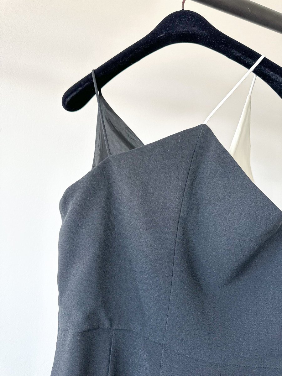 David Koma Monochrome Crepe V-Cut Strappy Black White Jumpsuit - Imagen 5