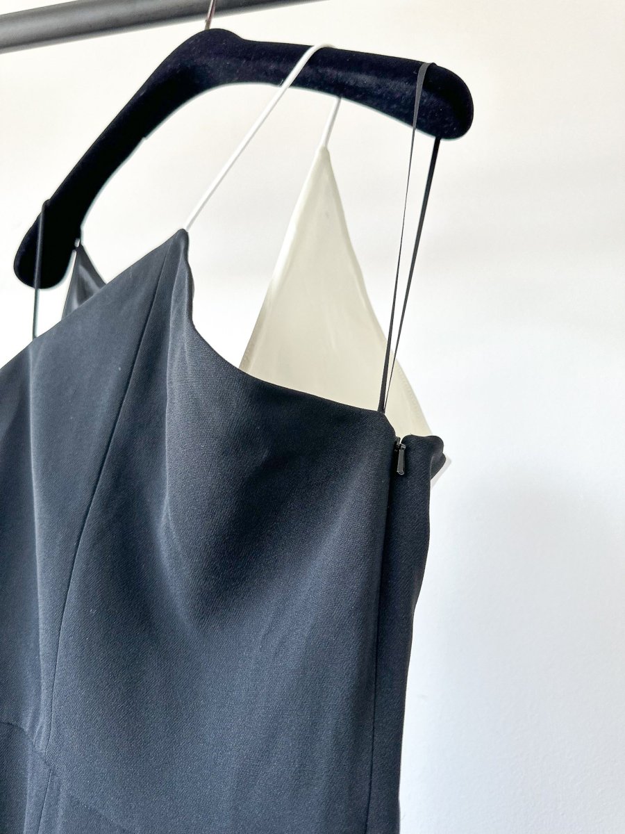 David Koma Monochrome Crepe V-Cut Strappy Black White Jumpsuit - Imagen 8