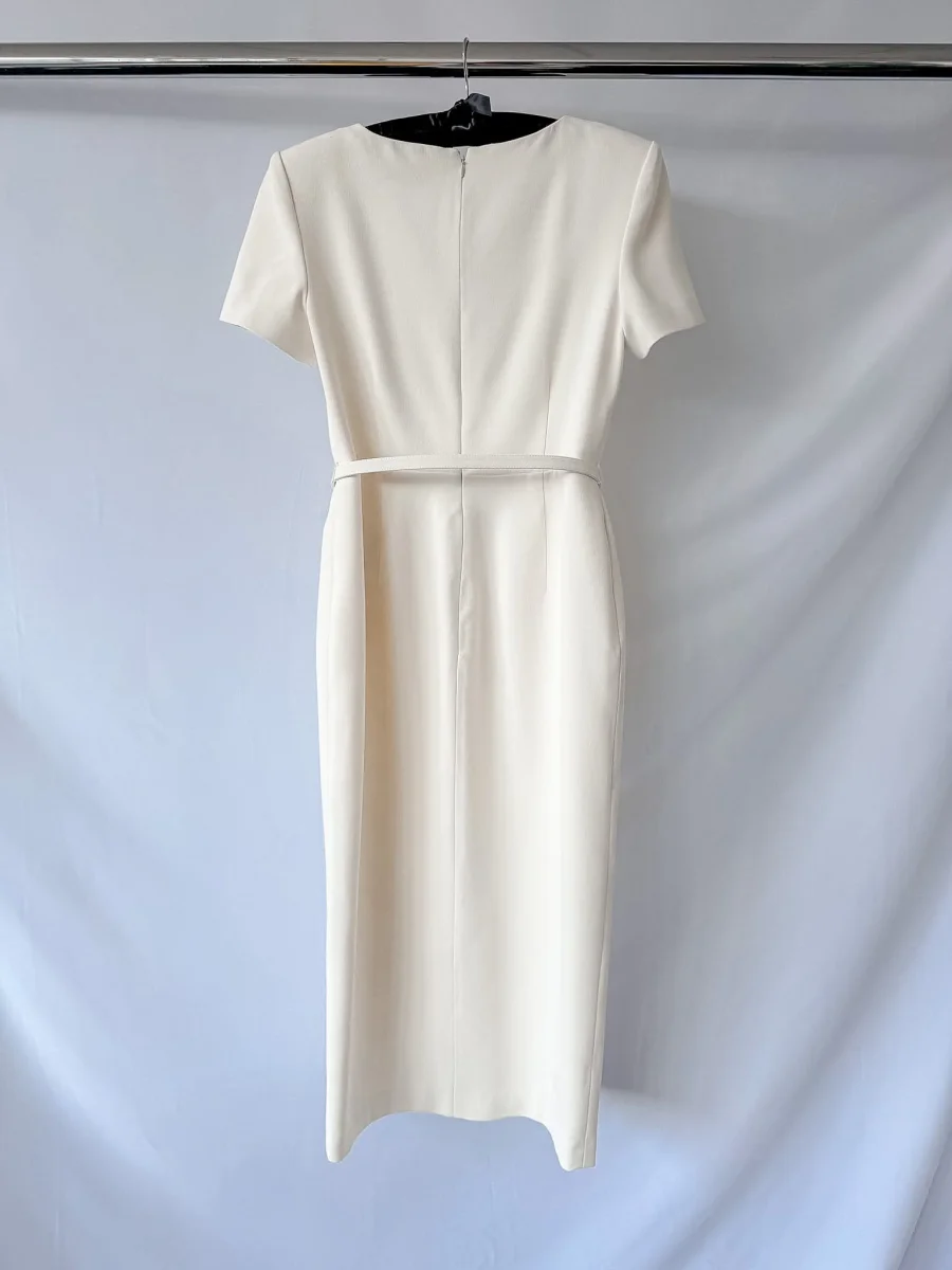 Self-Portrait Button Embellished Cream Dress - Imagen 7