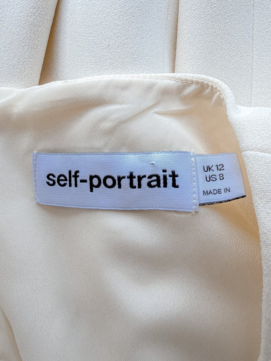 Self-Portrait Button Embellished Cream Dress - Imagen 9