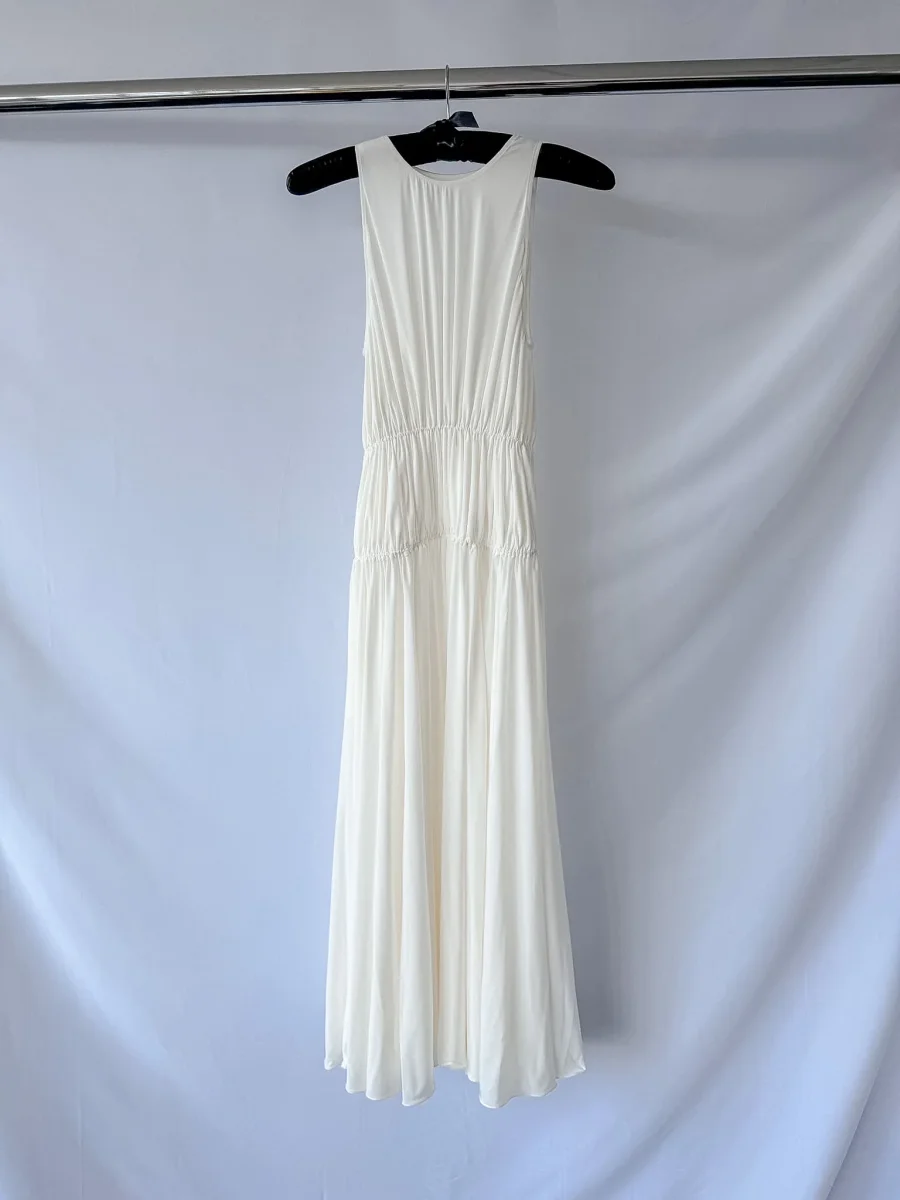 Alaïa White Gathered Jersey Maxi Dress - Imagen 4