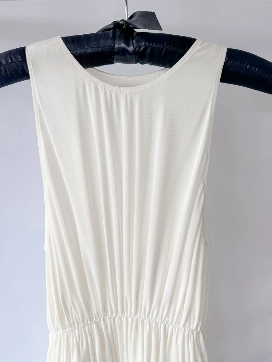 Alaïa White Gathered Jersey Maxi Dress - Imagen 6