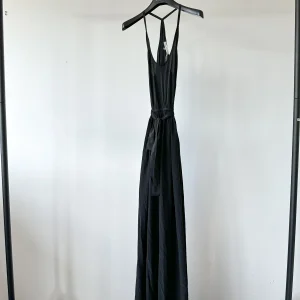 Alexander Terekhov Black High Slit Leg Silk Dress