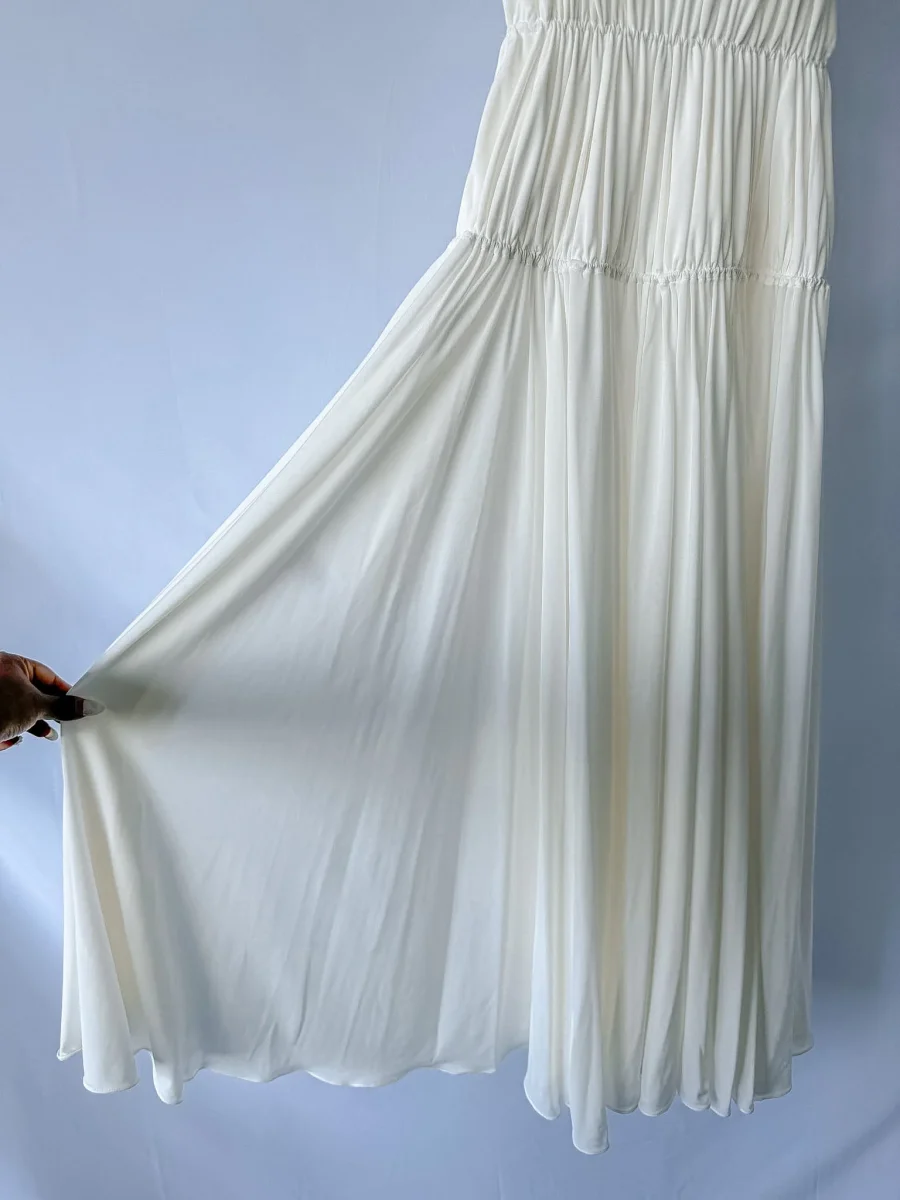 Alaïa White Gathered Jersey Maxi Dress - Imagen 8