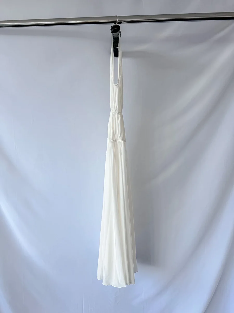 Alaïa White Gathered Jersey Maxi Dress - Imagen 9