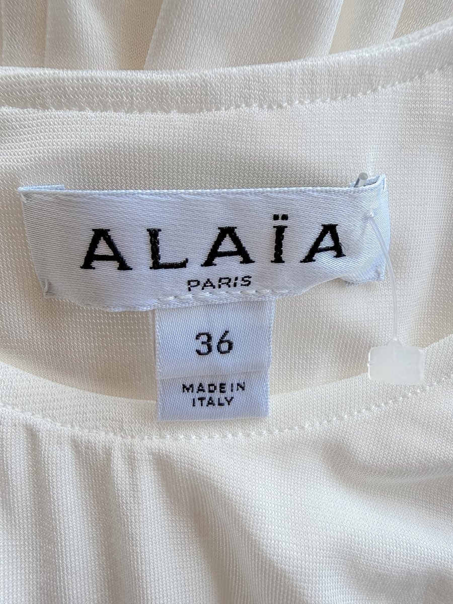 Alaïa White Gathered Jersey Maxi Dress - Imagen 5