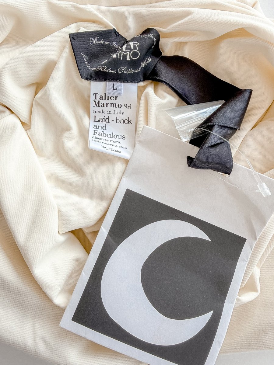 Taller Marmo Club Cream Collared Gold Button Detail Swimsuit - Imagen 5