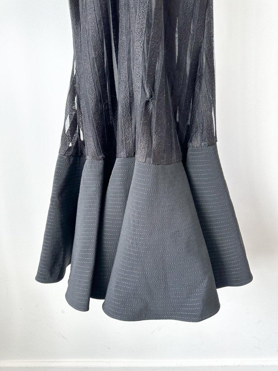 David Koma Strappy Sheer Lace Detail Cut-Out Front Fishtail Gown Dress - Imagen 7